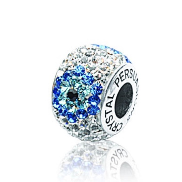 FLOWER BLUE/ WHITE CYRSTAL BEAD NECKLACE - Picture 2 of 2